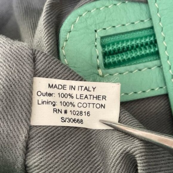 Garnet Hill Leather Purse Bag Green Italy Double Handles & Shoulder Strap - Picture 5 of 11